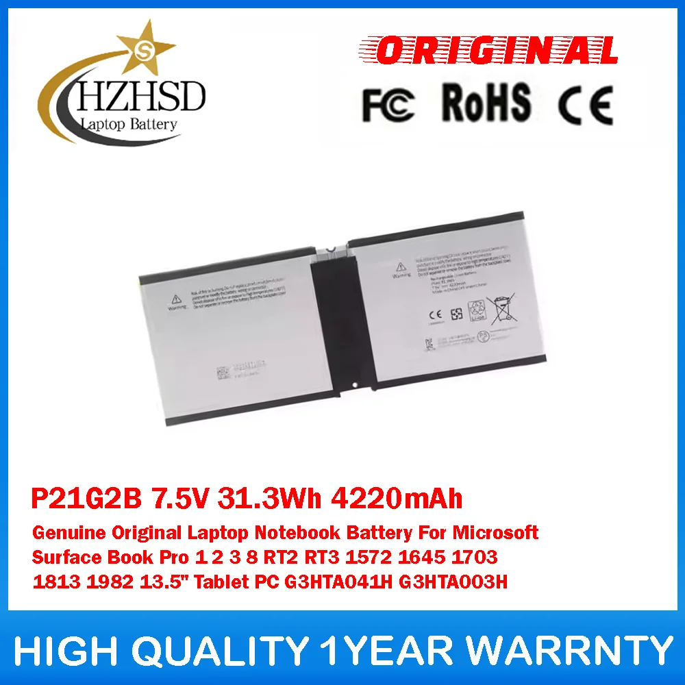 

P21G2B 7,5 В 31,3 Втч 4220 мАч Оригинальный аккумулятор для ноутбука Microsoft Surface Book Pro1 2 3 8 RT2 RT3 1572 1645 1703