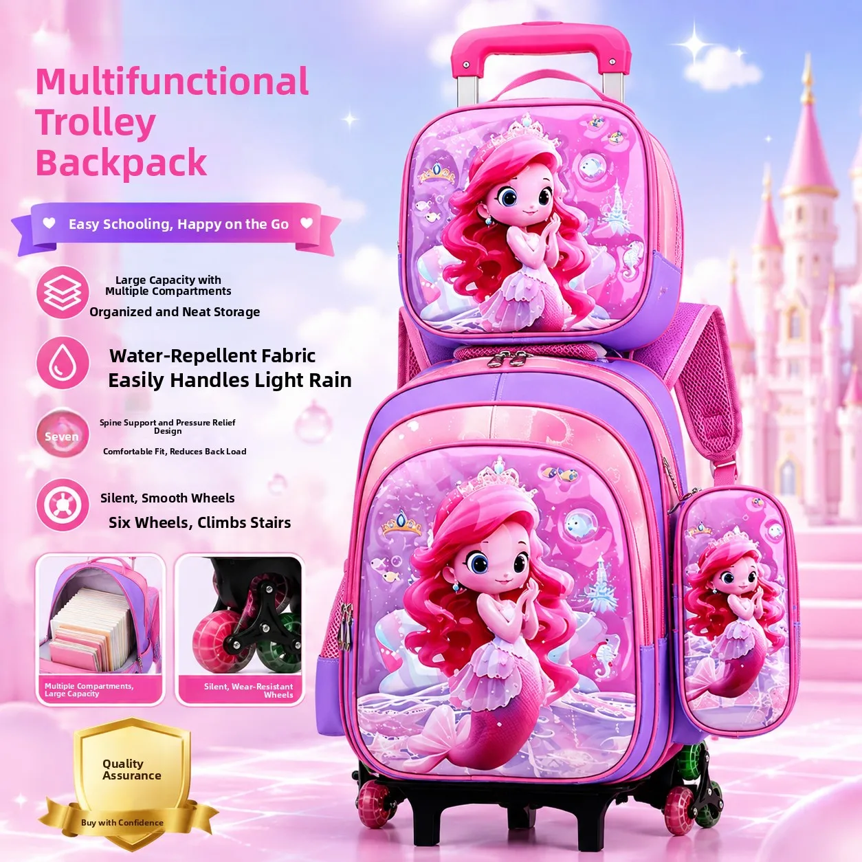 2026-new-3d-cartoon-elementary-school-student-lunch-bag-boys-girls-backpack-set-cute-polyester-rolling-bag-unisex-shoulder-bag