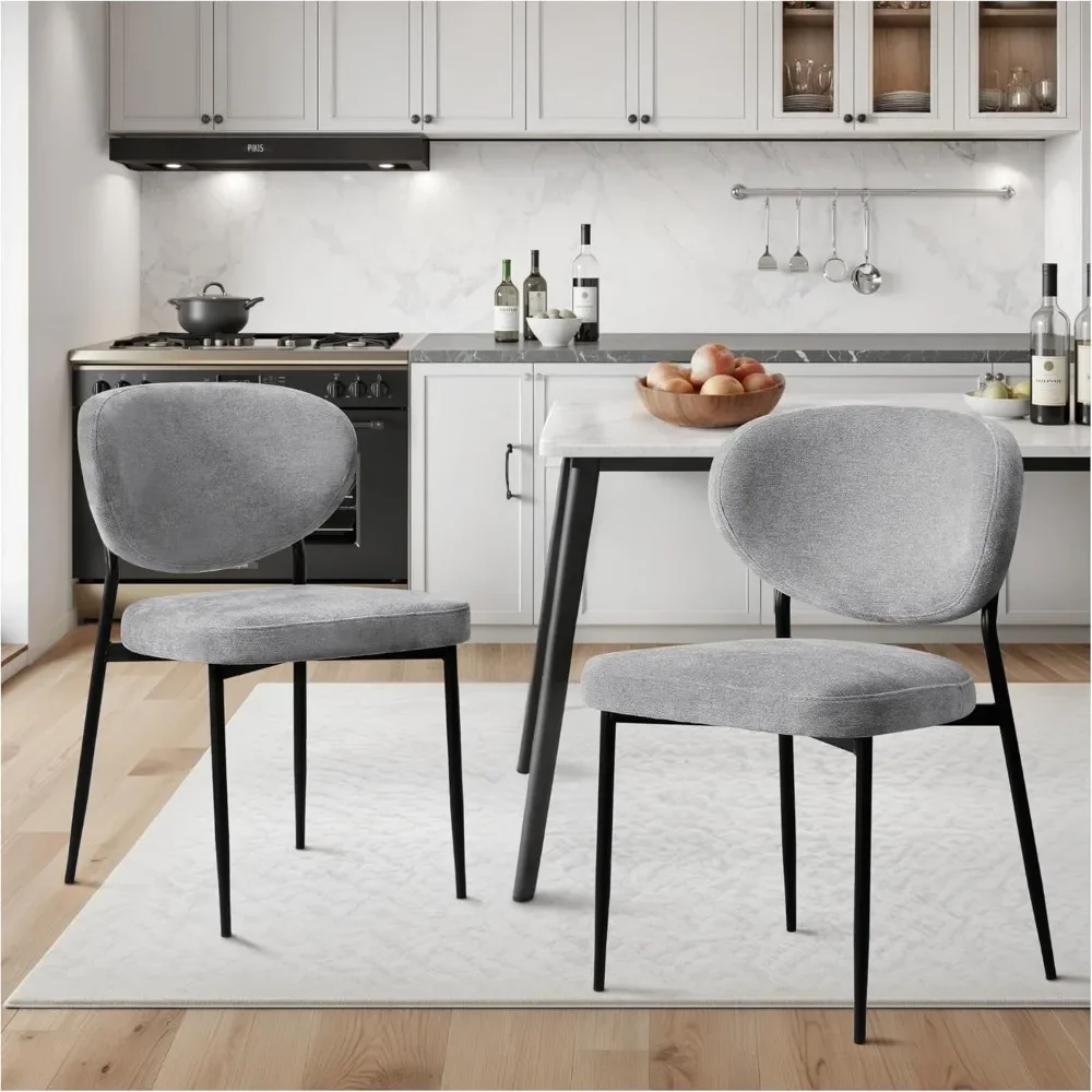 

Dining Chairs Set of 2 Chenille Upholstered Dining Room Chairs with Crescent-Shaped Backrest Modern Ergonomic Accent Chairs