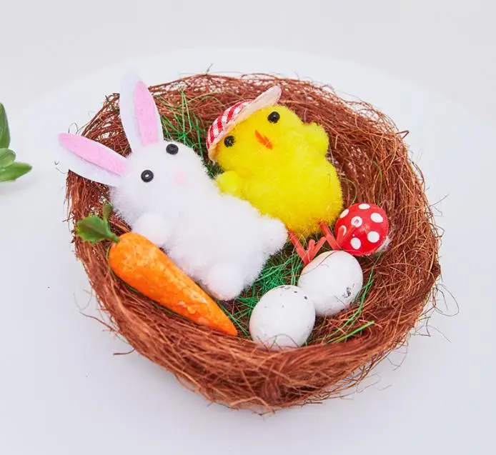 Colorful Easter Chick and Bunny Mini Figurines - Set of 2 Decorations - Perfect for Easter Celebrations - 10X10CM Each