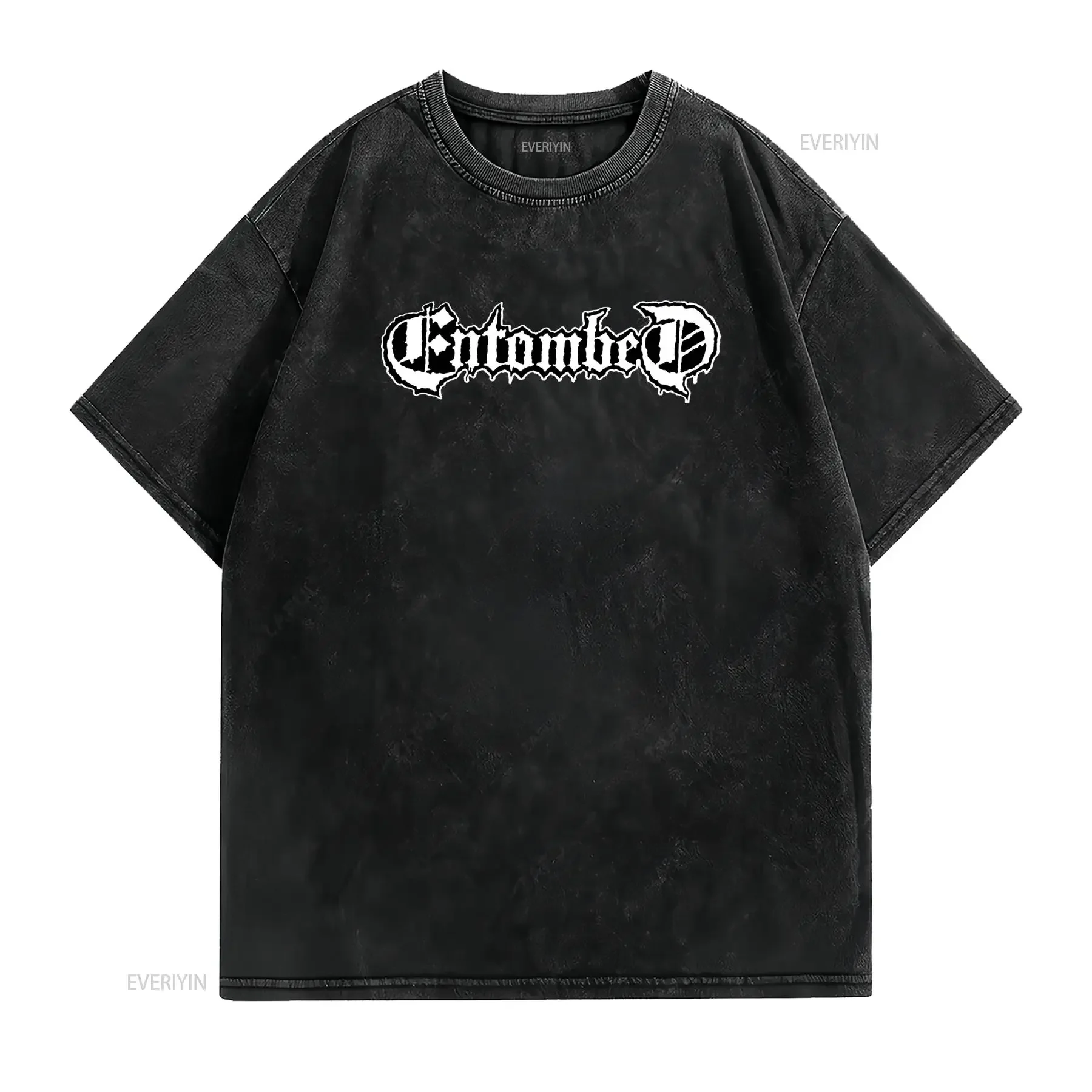 Gothic Death Metal Entombed Band Logo Print Casual Rock Music T Shirt vintage Washed Slightly Soft Stretched Stylish fashion
