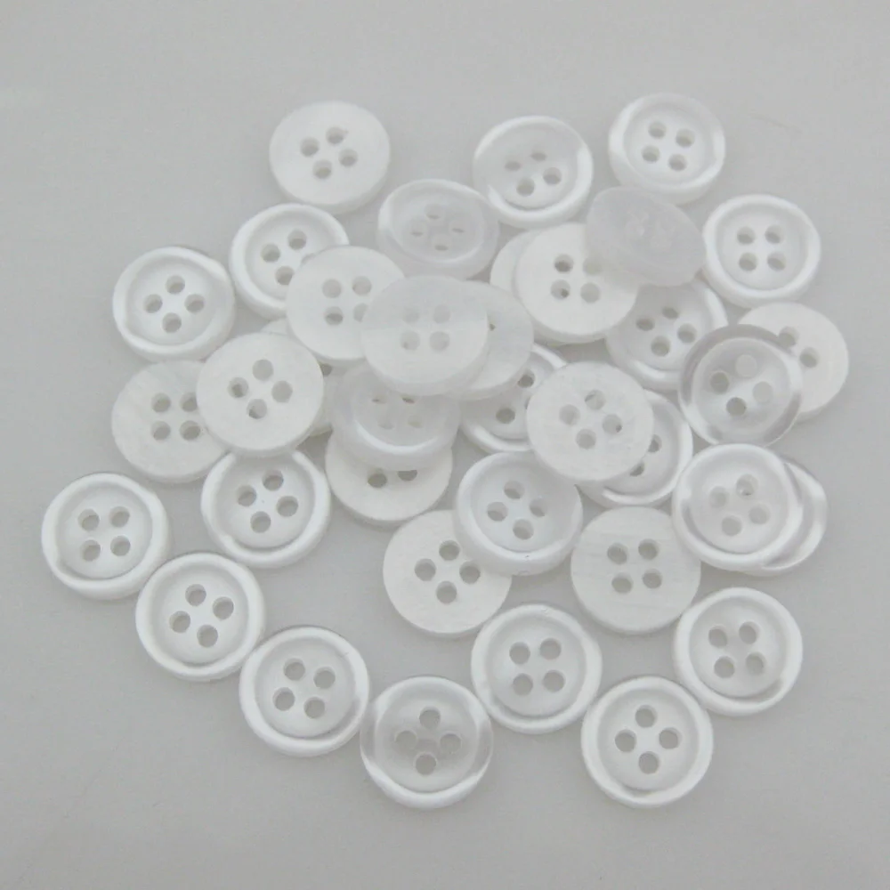 NBNKLA 50Pcs Clear Color 10MM Round Shirt Buttons 4 Holes DIY Sewing Clothes Accessory