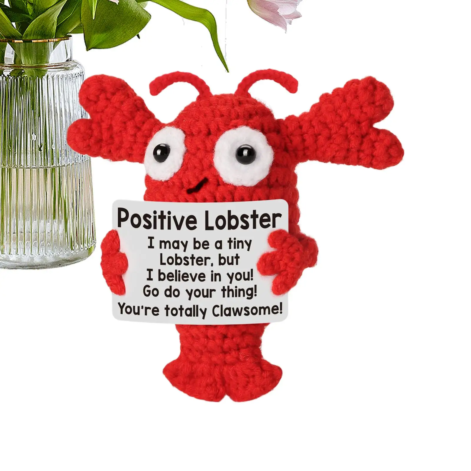 Positive Crochet Lobster Doll EmotionalSupport Gift Inspirational Crocheted Animals Birthday Gift For Boyfriend Girlfriend