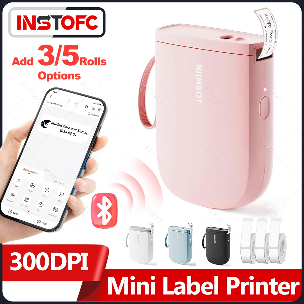 300DPI NIIMBOT D110 D11 D11H Label Printer Mini Portable Bluetooth Wireless Label Maker Name Tag Kitchen Sticker Printing Maker