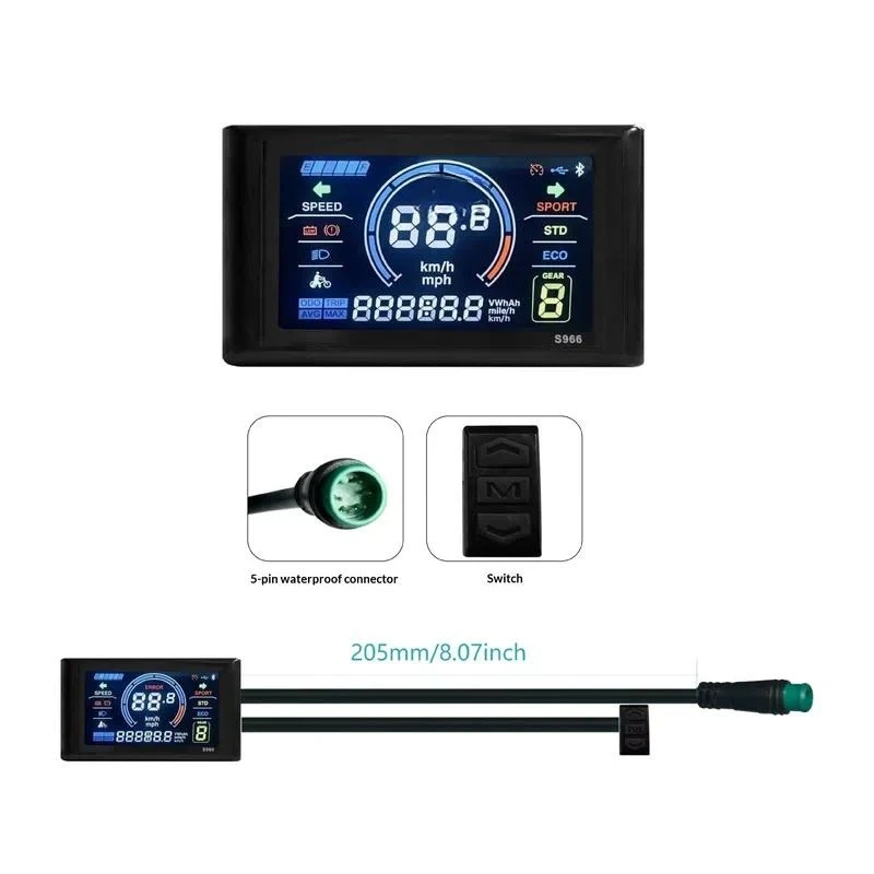 Lithium battery powered modification accessories, electric bicycles, intelligent color screen instrument connectors, wired