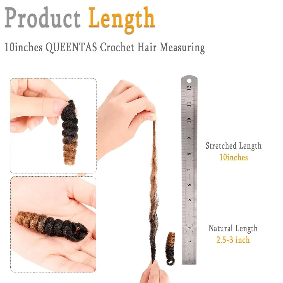 QUEENTAS 3 Packungen 10 Zoll kurzes Häkelhaar für schwarze Frauen mit 6 mm kleinem Zauberstab, spiralförmige Locken, blonde lockige Verlängerung, synthetische Ja