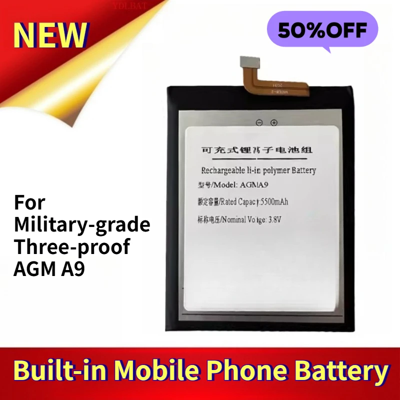 

Brand New 3.8V 5500mAh Built-in Mobile Phone Battery for Military-grade Three-proof AGM A9