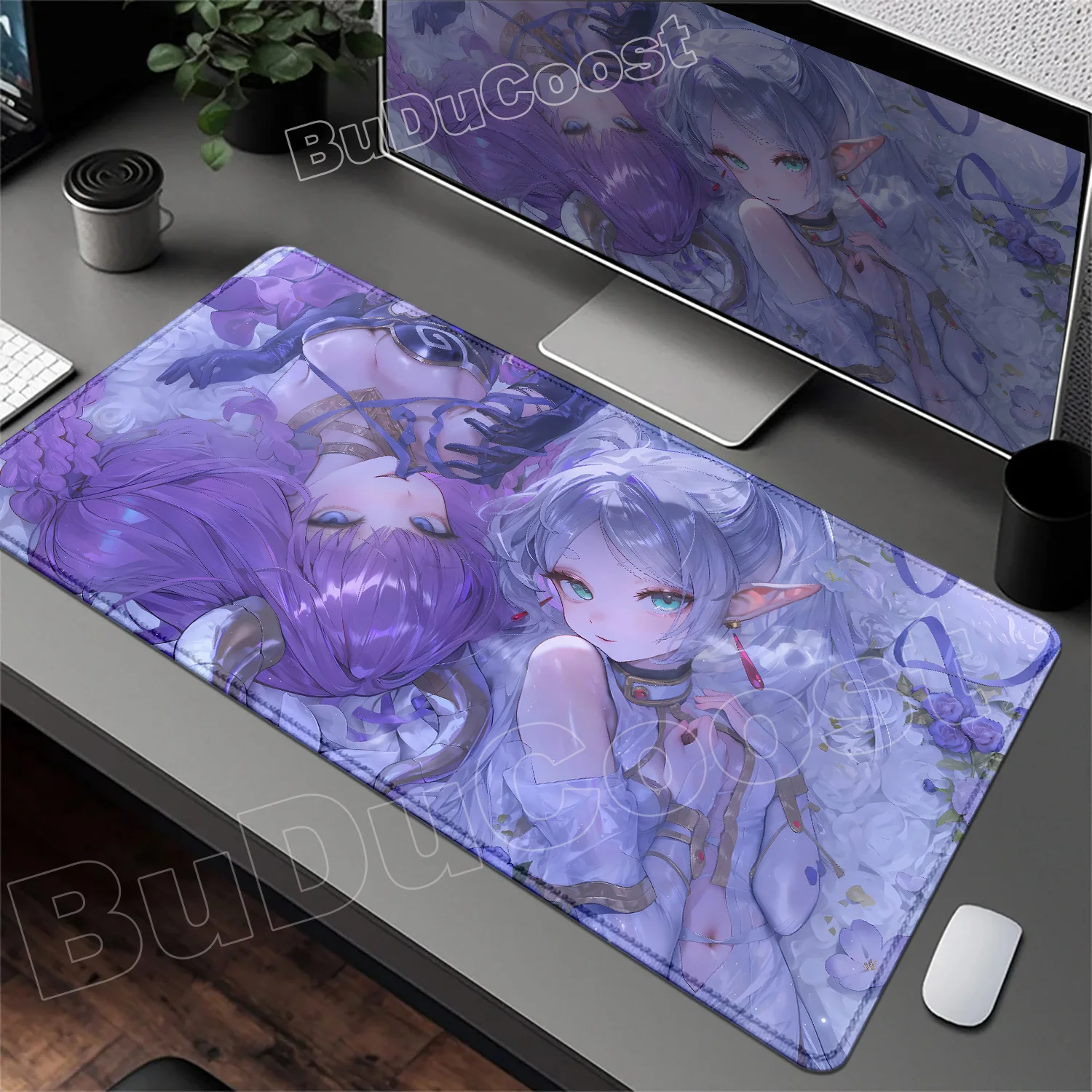Pretty Anime HD Print Cute Frieren At The Funeral Mouse Pad XXL 900x400mm Mousepad Large Extended Mause Desktop Mats Friend Gift