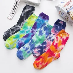 Calcetines de Skate para hombre y mujer, calcetín hasta la rodilla, divertidos, para ciclismo, correr, senderismo, Tie Dye, harajuku, hip hop, 2024 algodón