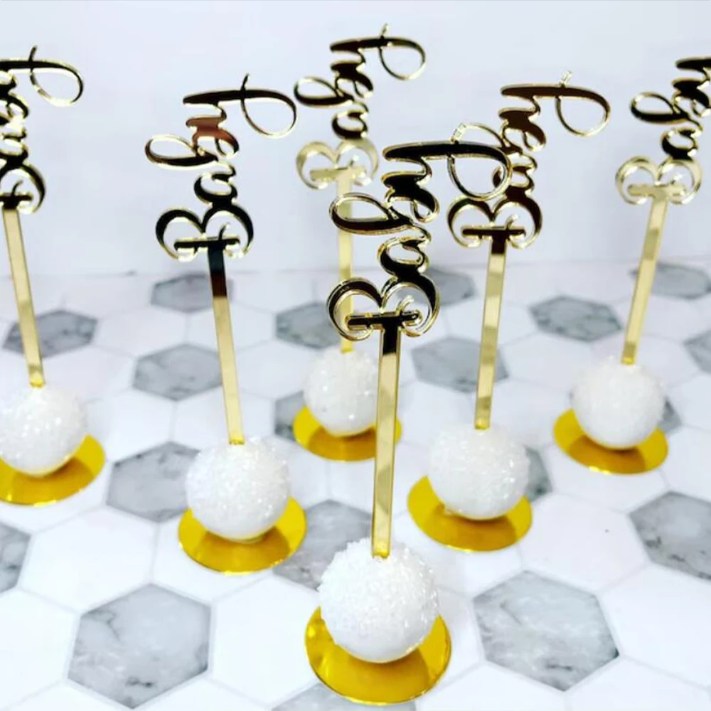 Personalized Cake Pop Sticks Custom Name Baby Lollipop Candy Buffet Cupcake Cakepops Baby Showers Birthday Party Decorations