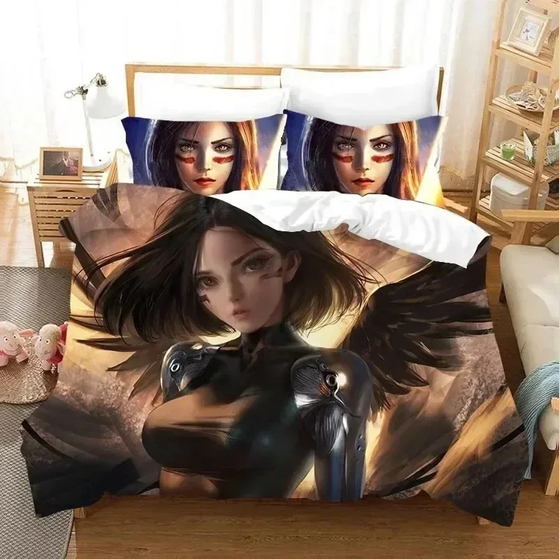 

3D Movie ALITA Battle Angel Bedding Set Boys Girls Twin Queen Size Duvet Cover Pillowcase Bed Kids Adult Home Textile