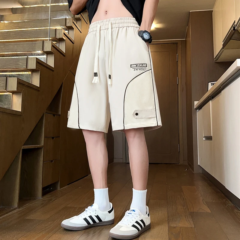 

Loose Men's Short Pants Summer New Style Ice Silk Breathable Sports Casual Fashion mid Waist Straight Leg Short Pants