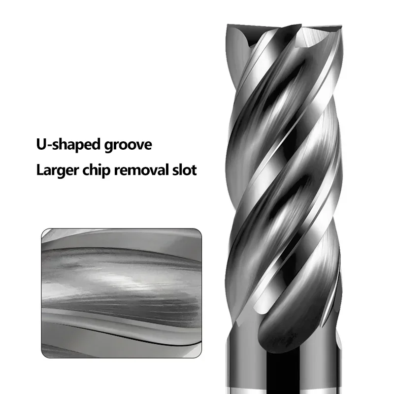 HRC70 CNC Carbide End Mill Unequal Helix Efficient Tungsten Cutter 4 Flute Metal Steel Machining Tool 6 8 12 14 20mm Router Bit