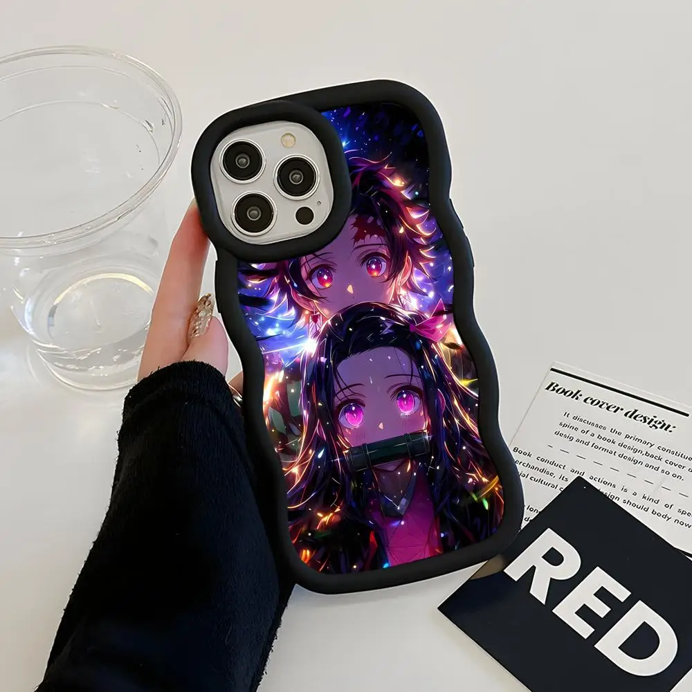 

Blade Anime Neon Phone Case for iPhone 17 16 15 14 13 12 11 Air Pro Max Plus Black Soft TPU Wavy Edge Cover