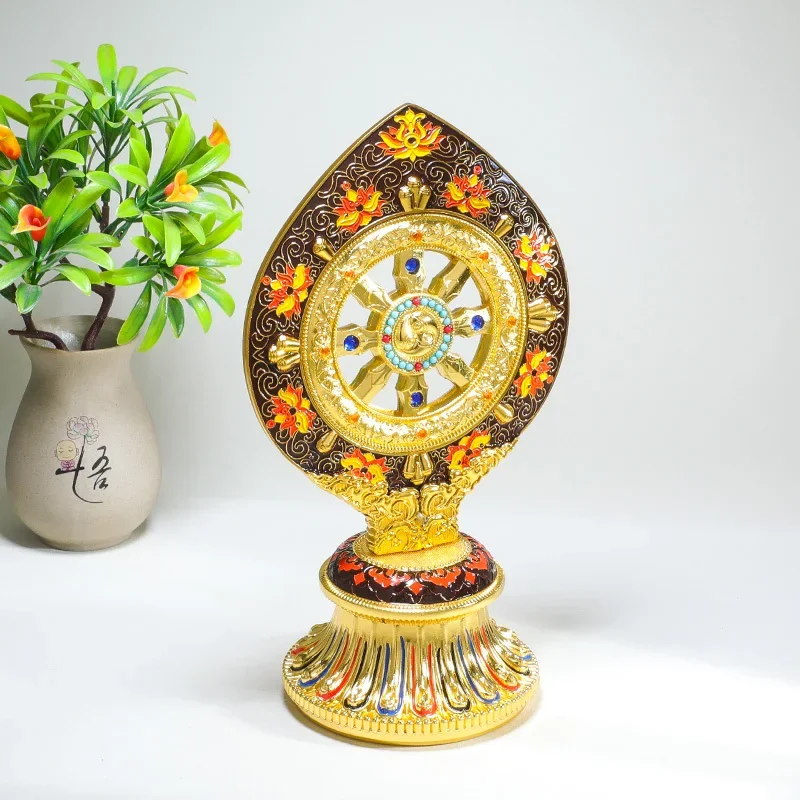 Tibetan Buddhist Dharma Wheel Auspicious Esoteric Offering Tools Alloy Feng Shui Home Ornaments Spiritual Wheel  Dharma Ornament