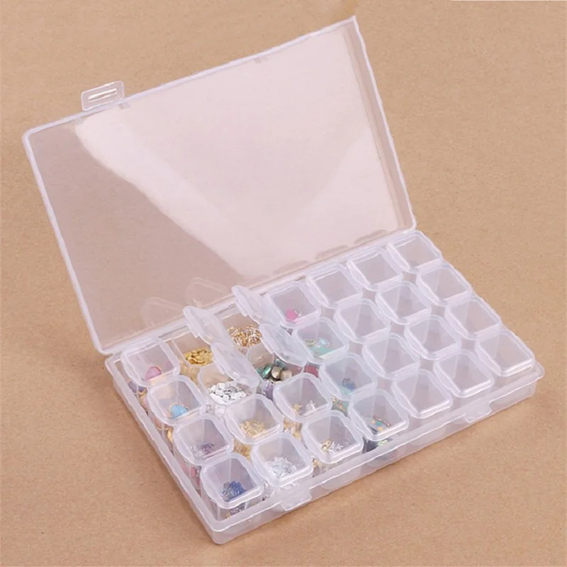 

Nail Tools 28 Grid Storage Box, Detachable Plastic Jewelry Box, Nail Jewelry Distribution Box