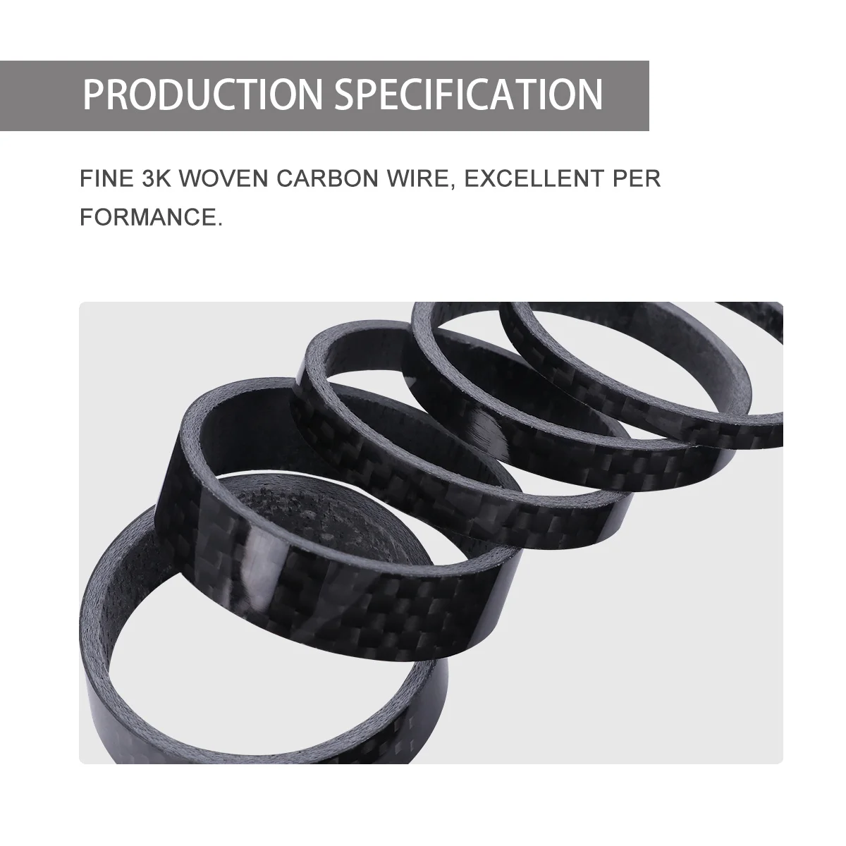 5pcs Carbon Fiber Bike Headset Fork Spacers 3 Thickness Durable Handlebar Stem Spacers Set For Cycling Bicycles