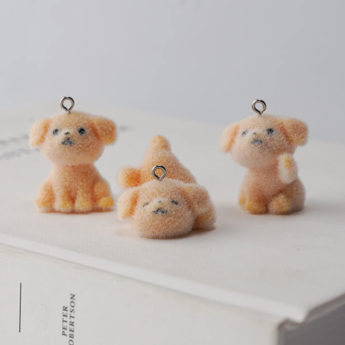 30pcs Plush Little Yellow Dog Charms Cute Resin dolls Pendants For make keychains Necklace DIY Handmade crafts Jewelry fittings