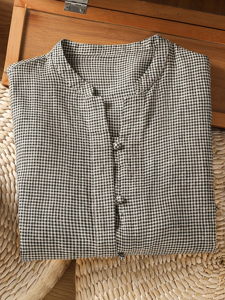 Retro Chinese Style Plaid Cott - Summer Clothing Elegant review and price
