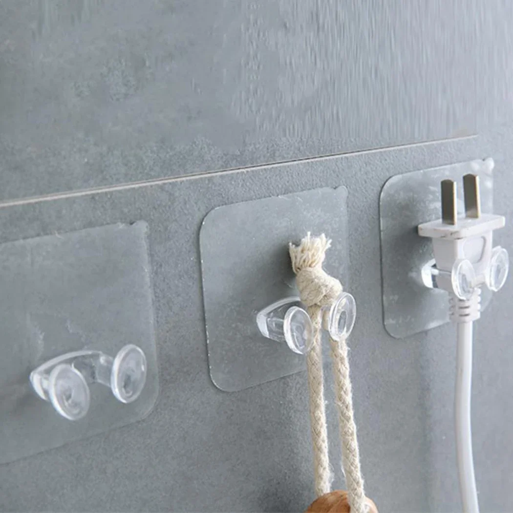 

Transparent Strong Sticky Wall Hanging Nail-Key Storage Hanger For Kitchen Bathroom Door Wall Multi-Function