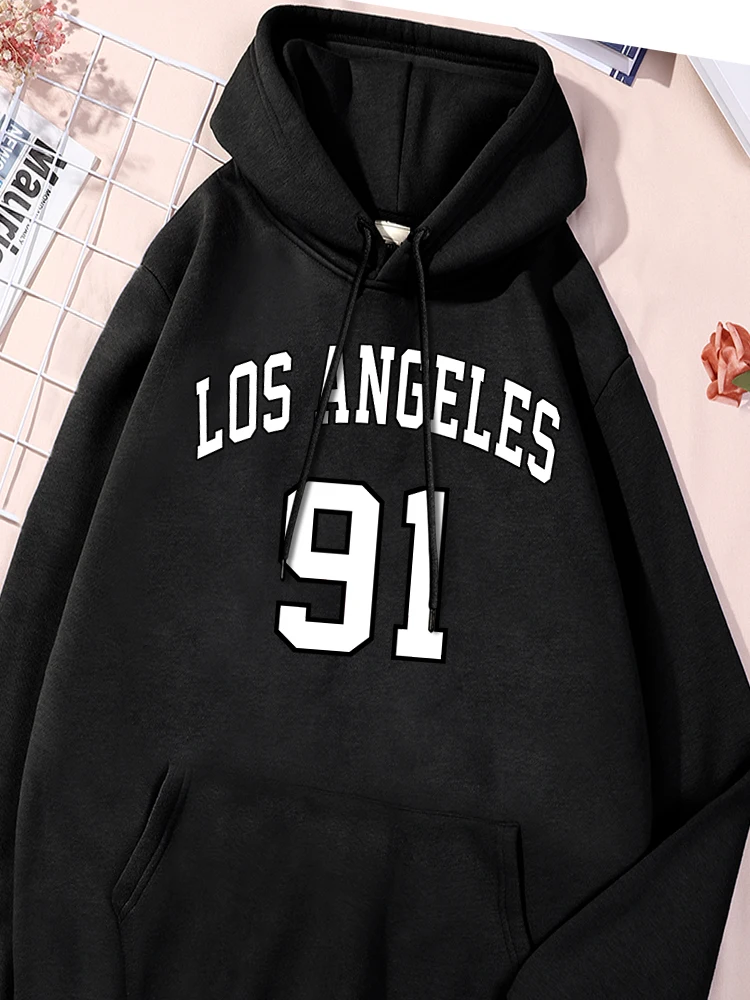 

Los Angeles 91 Printing Sport Shirts Women'S Fashion Everyday Hoody Unisex Causal Pocket Sportwear Streetwear Fleece Clothing