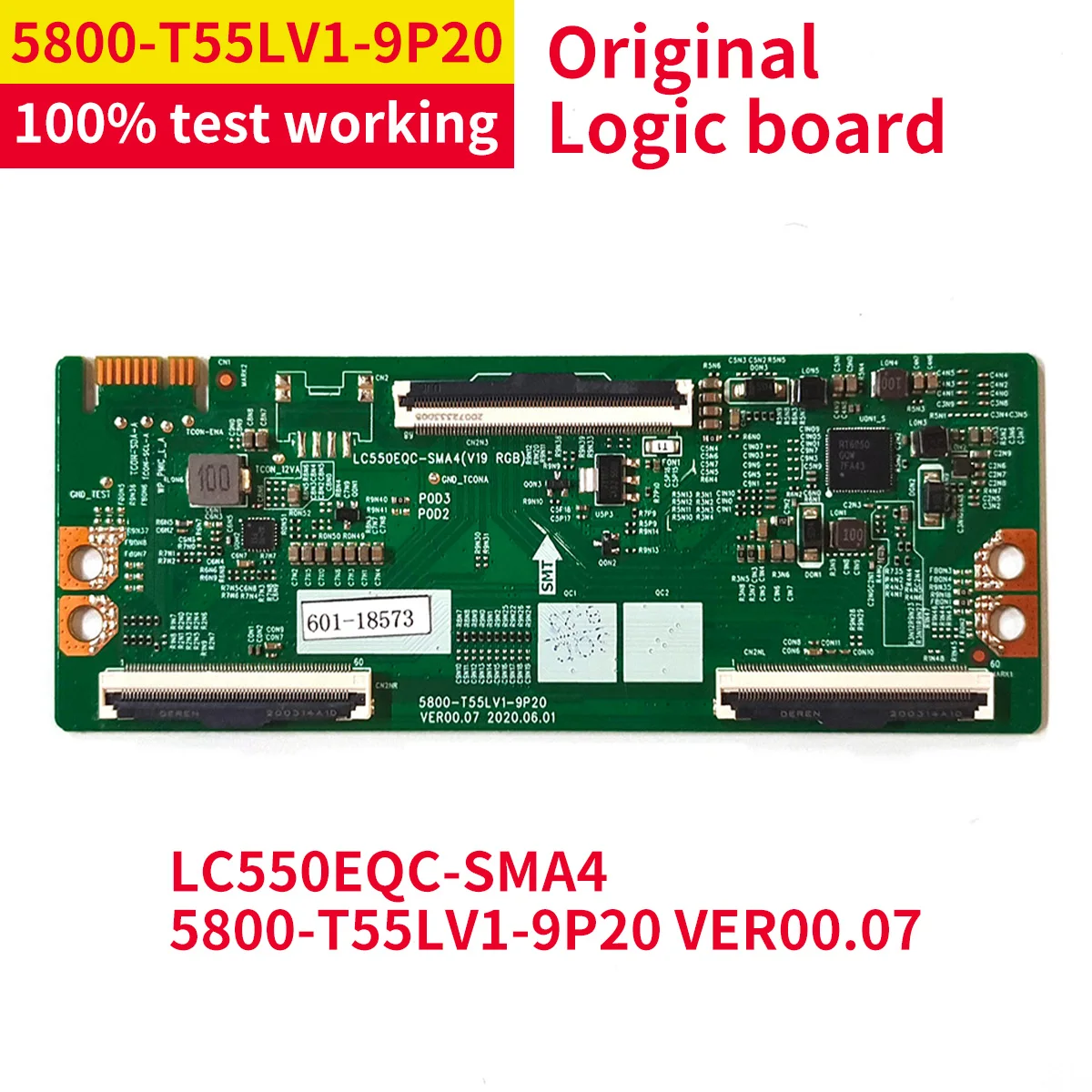 

Origina Logic Board 5800-T55LV1-9P20 VER00.07 LC550EQC-SMA4 for Skyworth 55UC6200 REPAIR KIT COOCAA 55S6G METZ 55MUC7000Z