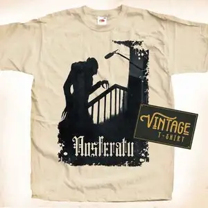 NOSFERATU V1 T shirt Tee Natural Vintage Cotton Movie Poster Beige All Sizes