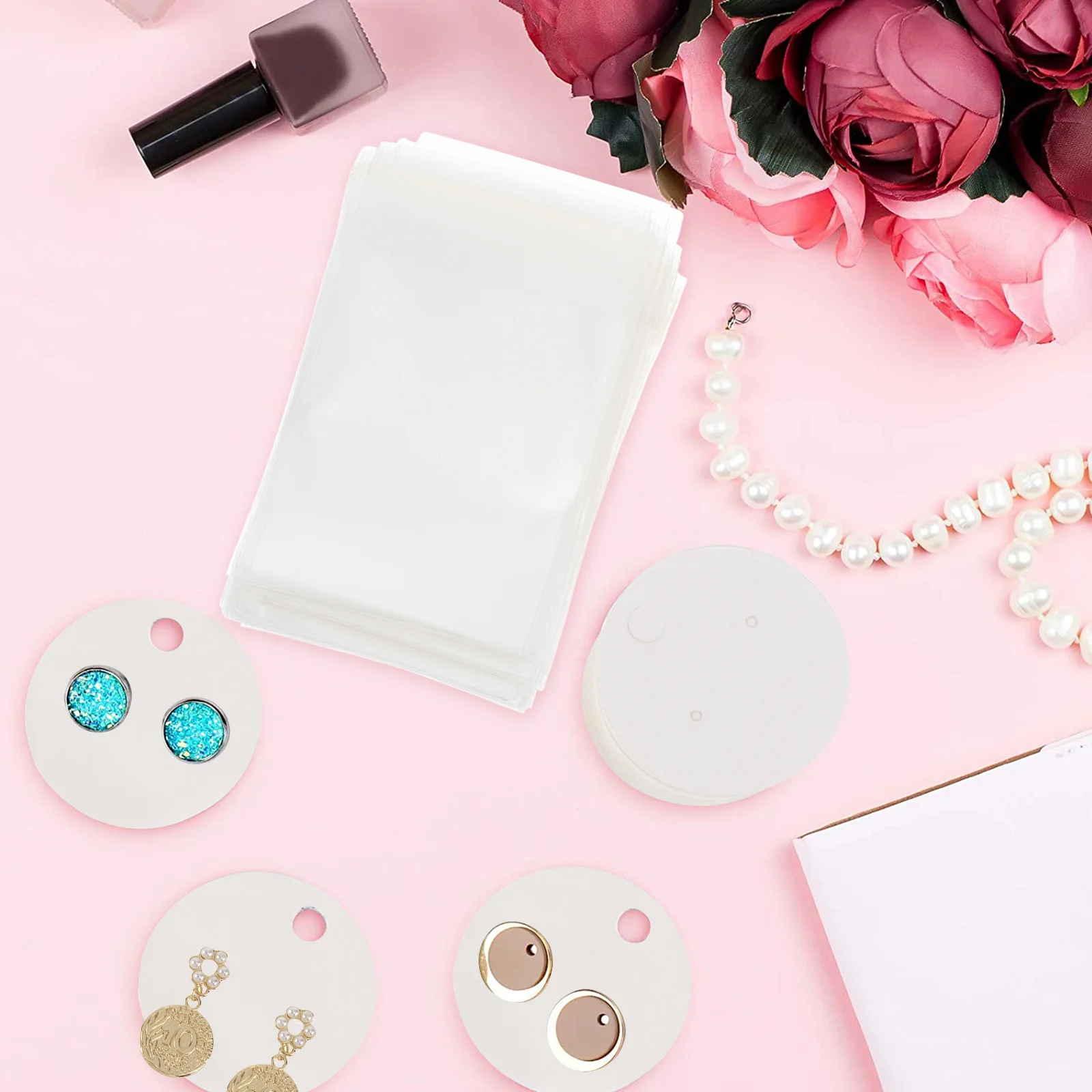 

300Pcs Earring Display Cards Small Durable Jewelry Package Cards Wrapping Paper Holder for Necklace Earrings Accessories Storage