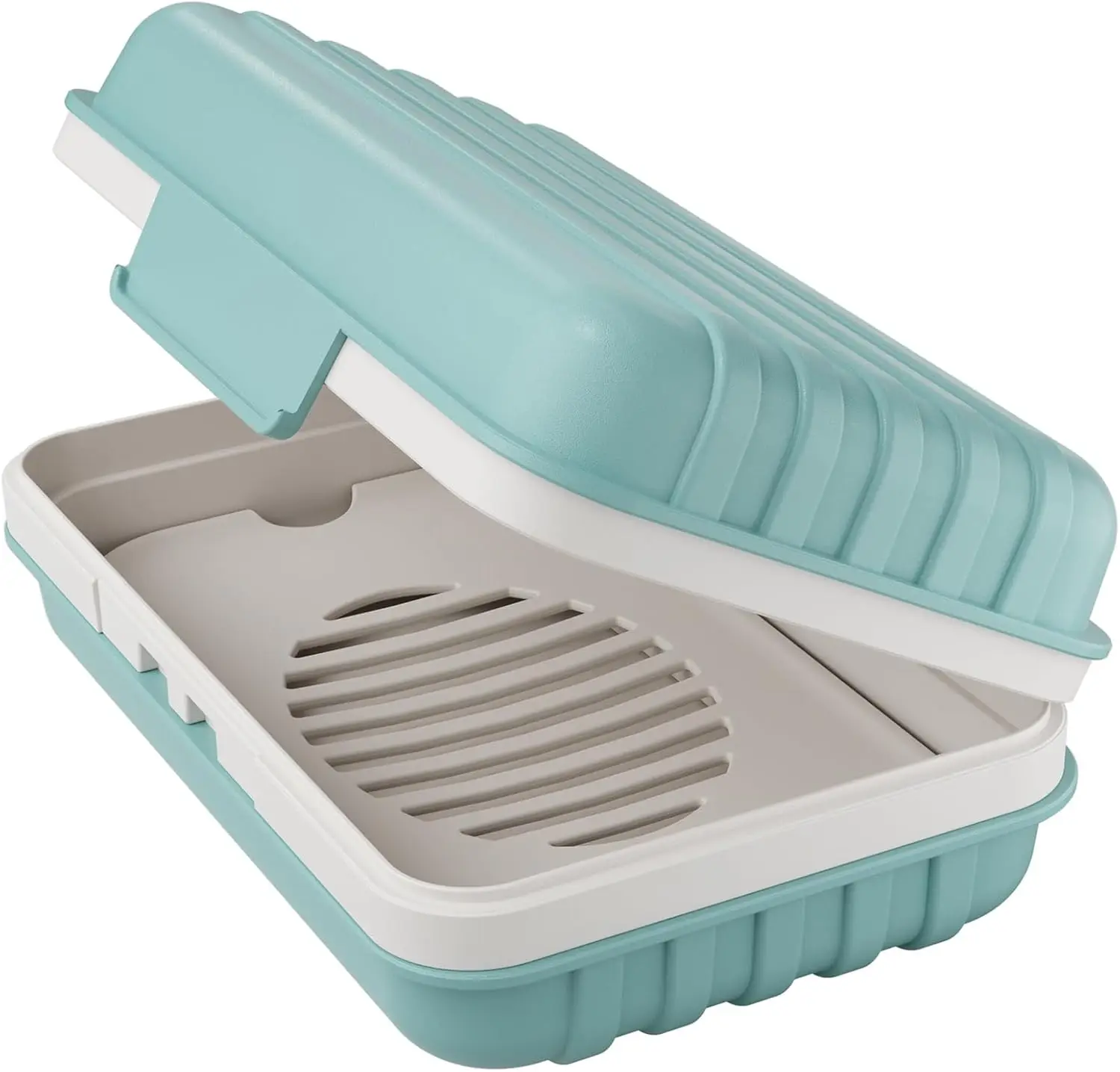 

Portable Soap Holder with Lid - Leakproof Travel Case for Gym, Camping, Hiking Essentials in Blue