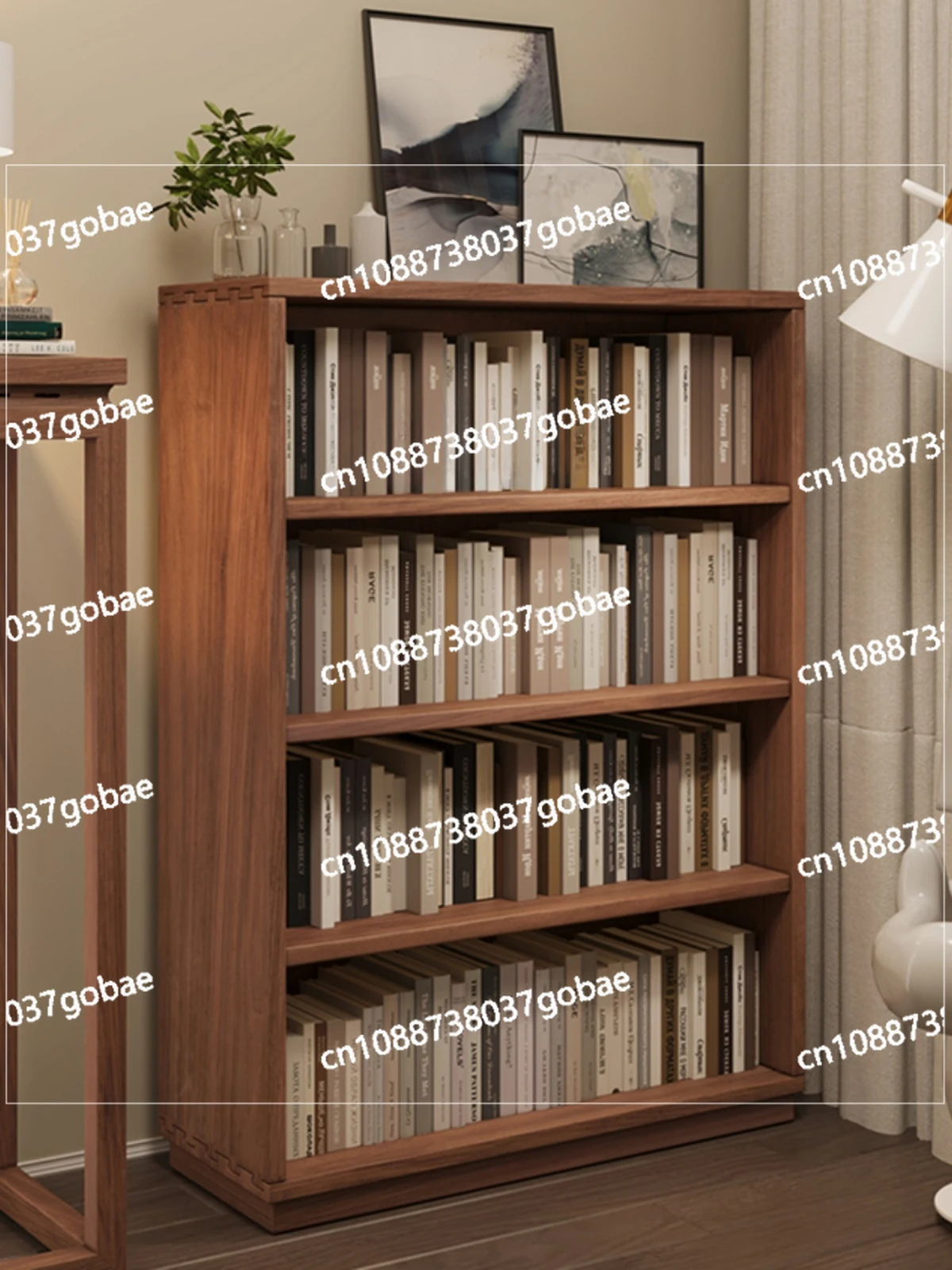 ZF solid wood four-layer children's bookshelf picture book rack floor-to-ceiling storage library integrated against the wall