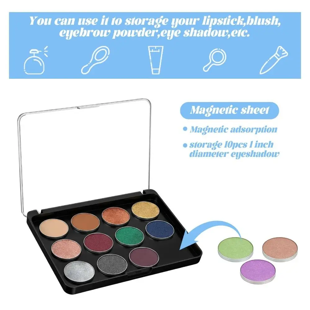 with Frosted Clear Top Magnetic Makeup Palette Lightweight Plastic Empty Eyeshadow Palettes Black Travel Storage Box