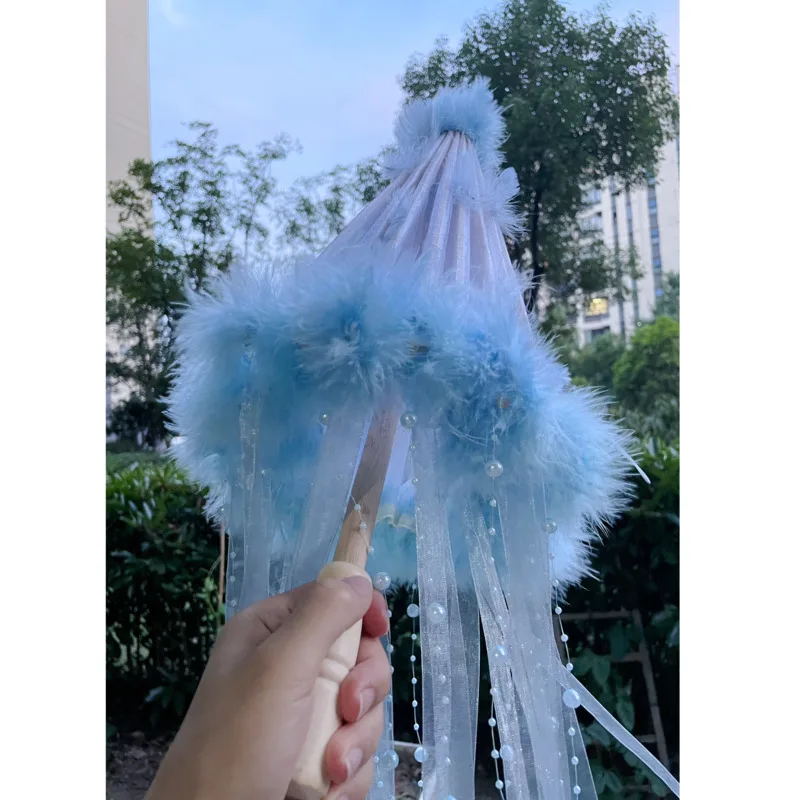 Chinese Silk Umbrella Anime Women Photography Cos Prop 76cm Dance Tassels  Transparent  Japan Hanfu Cosplay Wedding Parasol