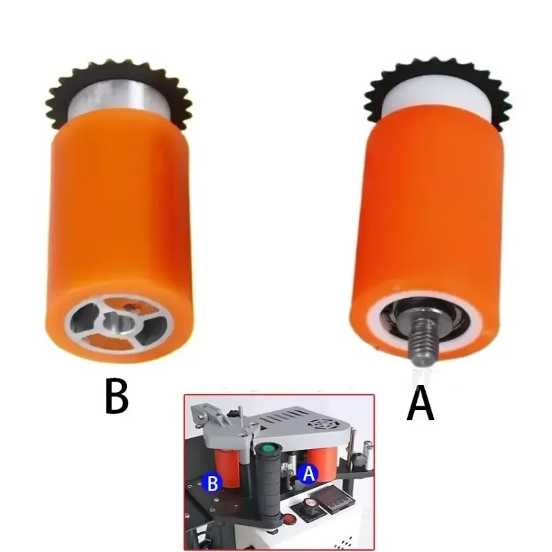 Mini Edge Banding Machine Red Rubber Roller Wheel Woodworking Machinery Motor Chain Component Replacement Part for Furniture