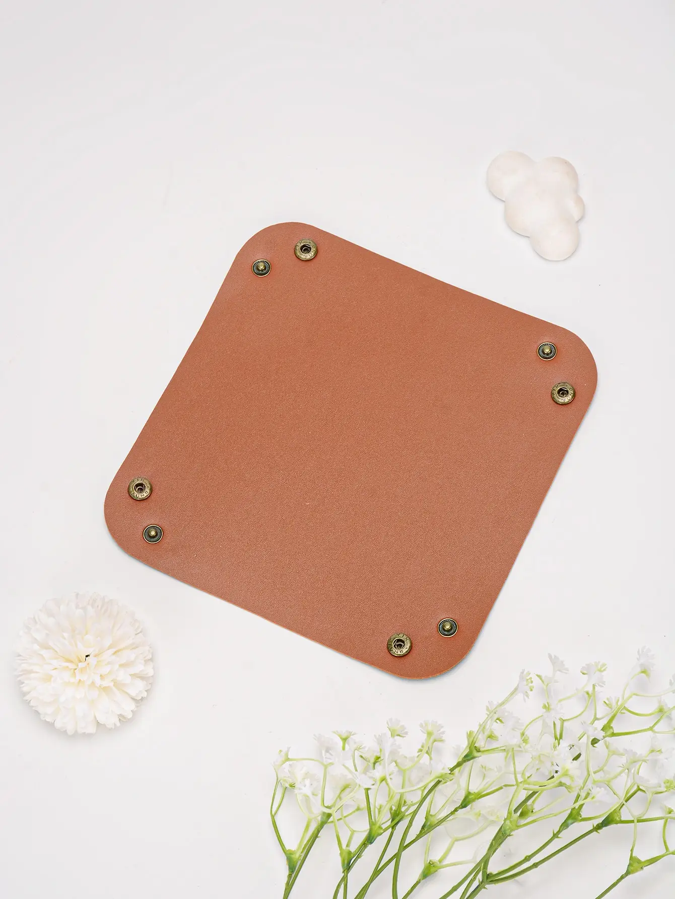 Nordic Leather Desktop Storage Tray PU Leather Jewelry Cosmetic Key Storage Tray  Desktop Folding Organizer Storage Box For Home