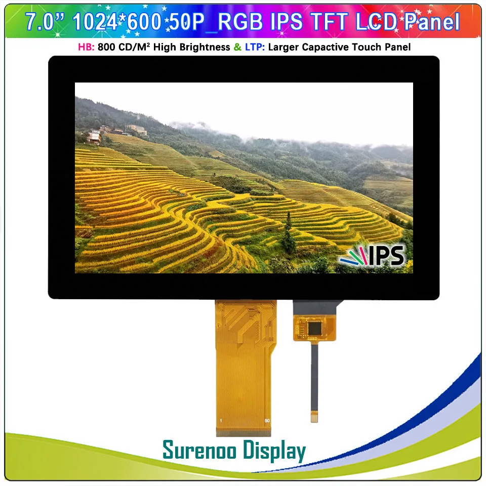 

7.0" inch 1024*600 50P_RGB IPS TFT LCD Module Display Screen Monitor FT5426 I2C Capacitive Touch Panel High Brightness