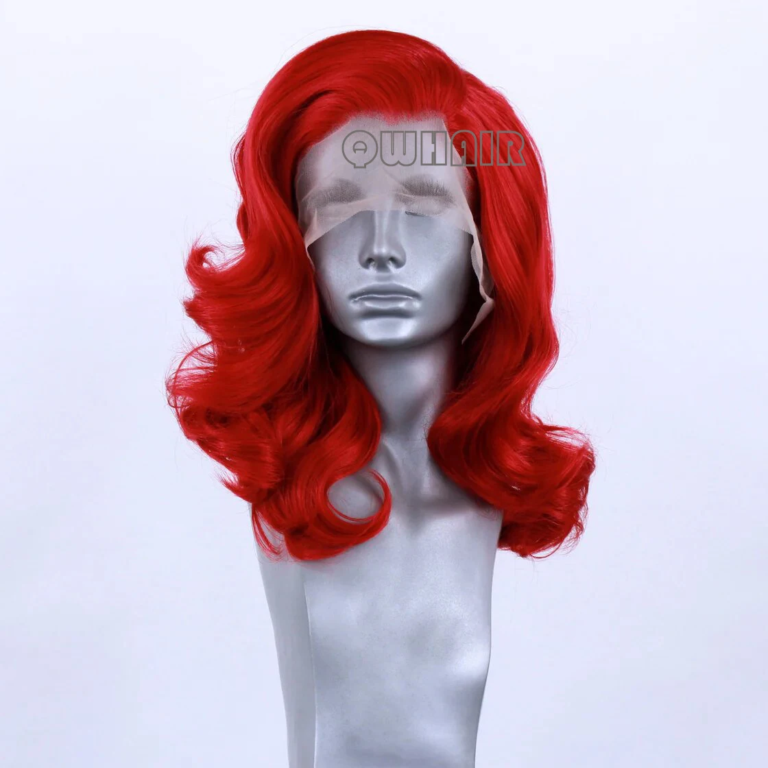 QW الشعر الاصطناعية قصيرة بوب فضفاض موجة الأحمر لينة الدانتيل شعر مستعار أمامي للنساء الشعر ألياف مقاومة للحرارة تأثيري يوميا