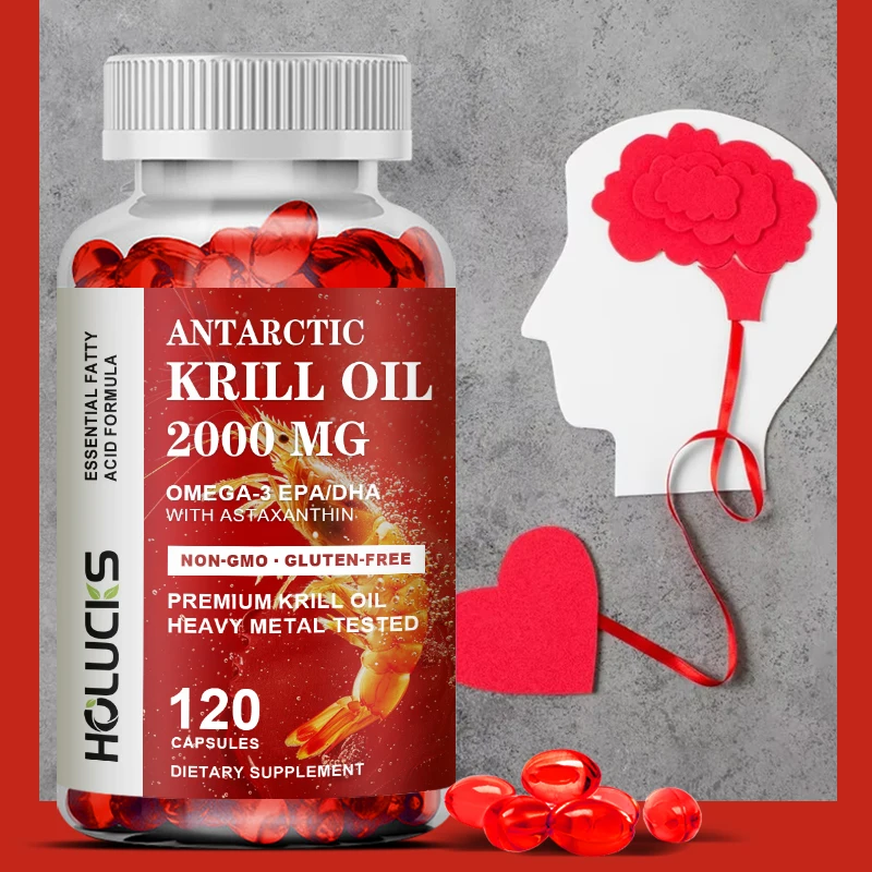 Antarctic Krill Oil Capsule 2000 mg with Astaxanthin Sustainable Dietary Supplement Omega 3 - Brain & Joint Health Capsules