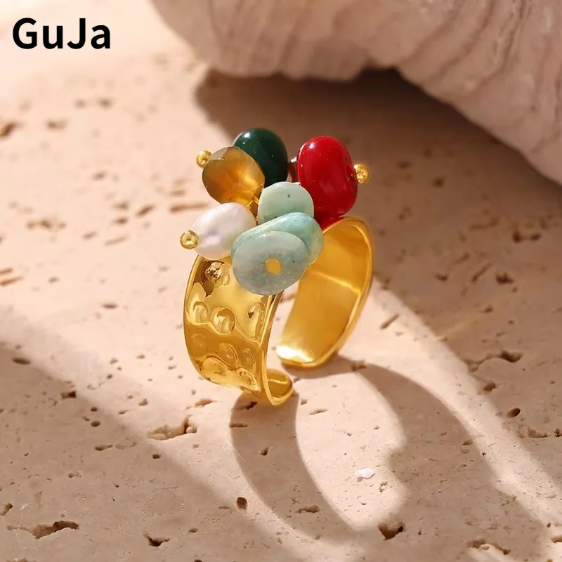 

Modern Jewelry Luxury Temperament Colorful Bead Rings For Girl Women Gifts Pretty Design Accessories 2024 Trend New Hot Sale