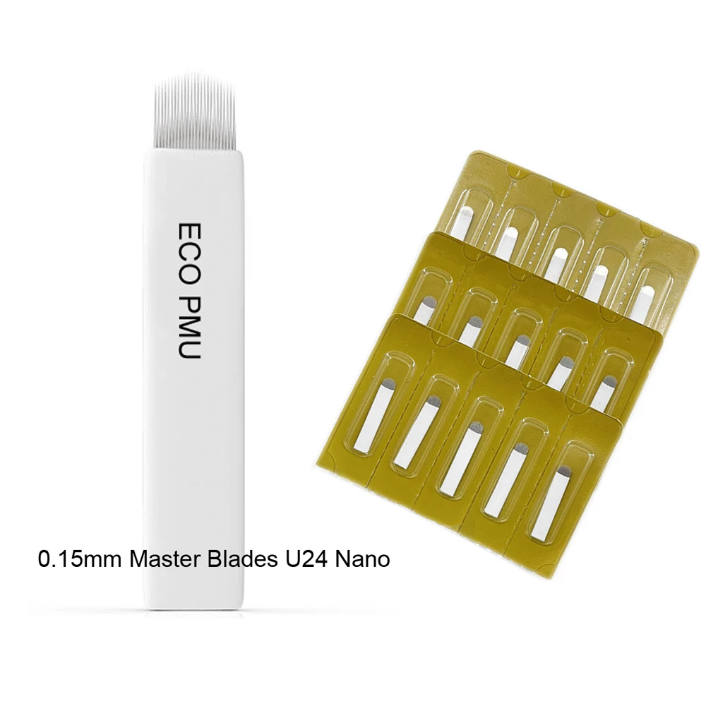 ECO PMU 24U Microblading Needles Master Blades Nano 0.15mm with EO Sterile Blister Packing 50pcs