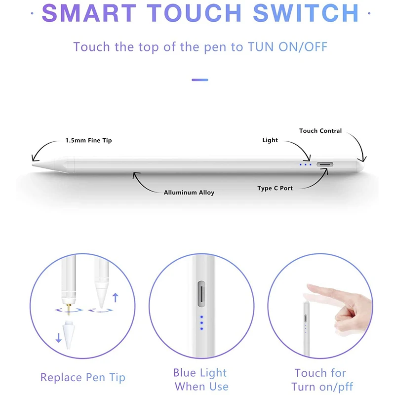 For Apple Pencil Palm Rejection For Apple Pencil 2 1 Stylus Pen iPad 2022 2021 2020 2019 Pro 11 12.9 Air 4 5 7 8 9 10th Mini 5 6