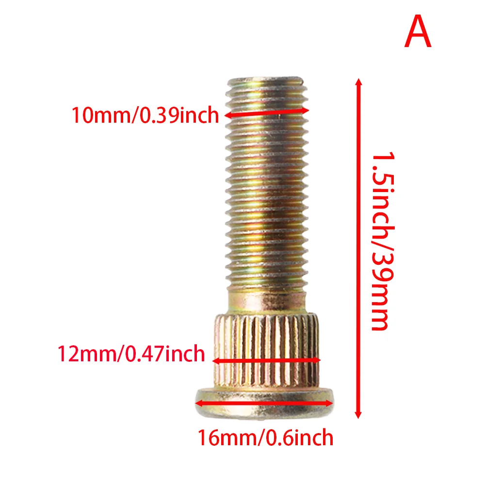 Parafusos de roda estriados de aço m10x1.25 10.9, parafusos de aro de cubo resistentes, substituição universal para atv utv go kart buggy quad, 4 unidades