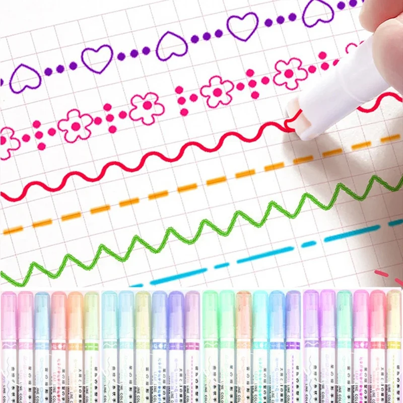 6 Teile/satz Linie Geformt Highlighter Roller Spitze Kurve Liner Marker Stifte Kawaii Graffiti Stift Koreanische Schreibwaren Schule Bürobedarf