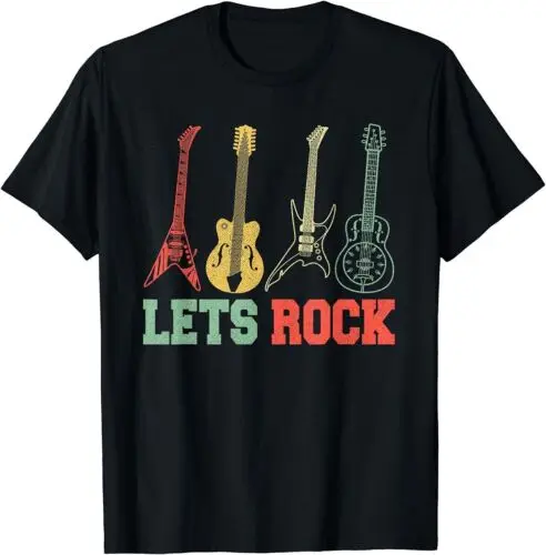 Lets Rock n Roll gitar T-Shirt Retro