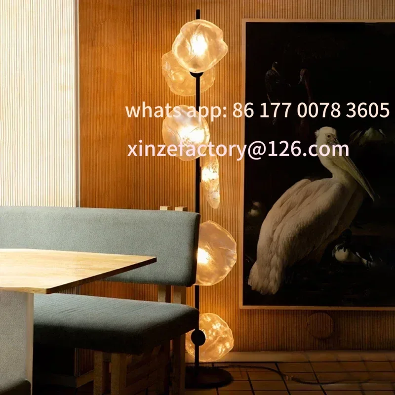 Customizable Nordic Creative Glass LED Floor Lamp Modern Living Room Villa Standing Light Bedroom Study Reading