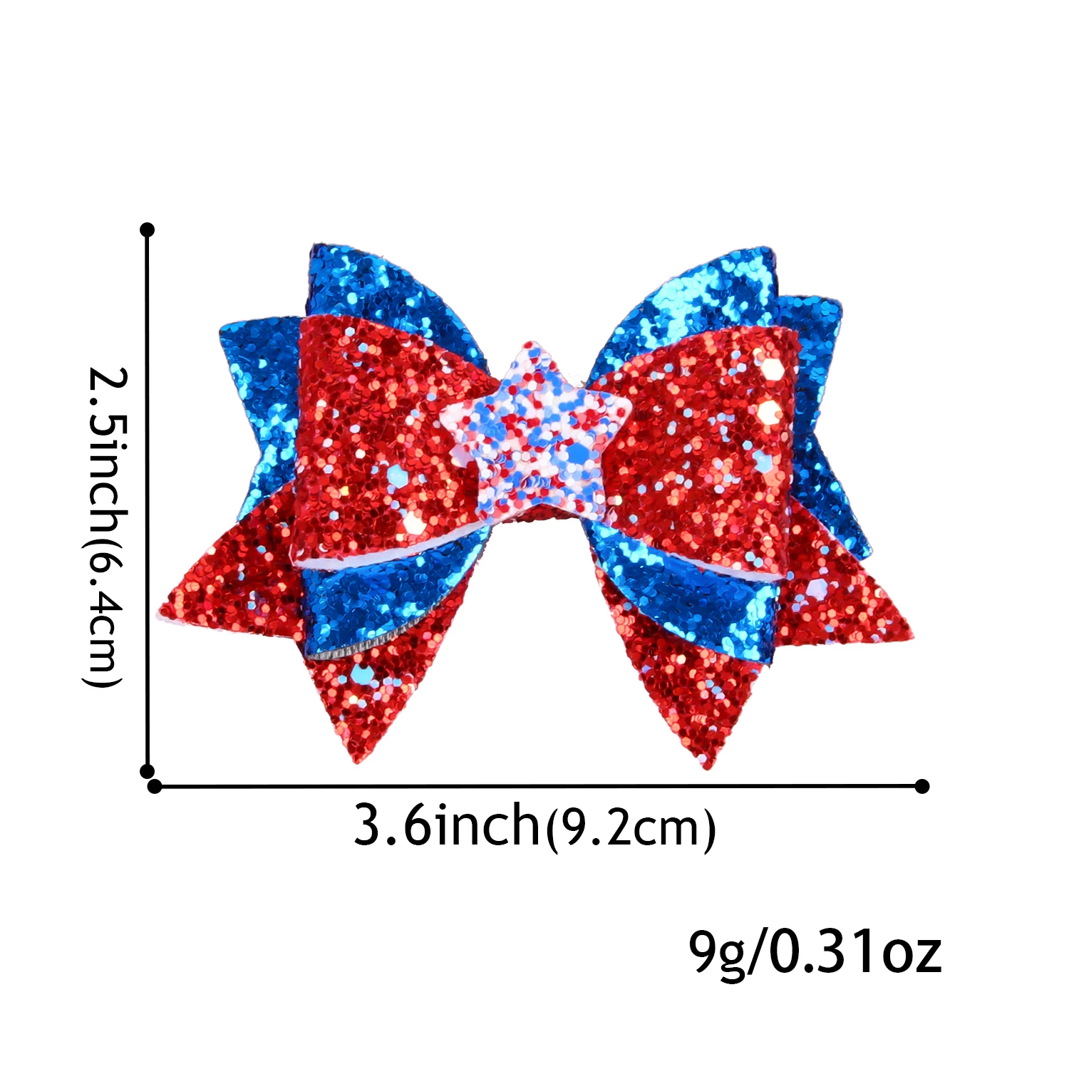 4th of July Hair Bows Hair Clip Girls Glitter Red White Blue Sequin Bows Barrettes Independence Day Party Decor Accessories