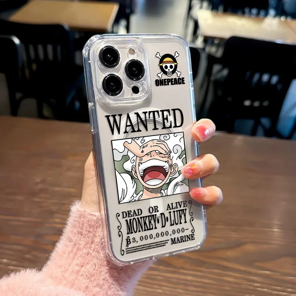 HOT Anime Ones Pieces Magnetic Phone Case for iPhone 17 16 15 14 13 12 11 8 7 Air Plus Pro Max X XR XSMax Soft Clear Tpu Cover