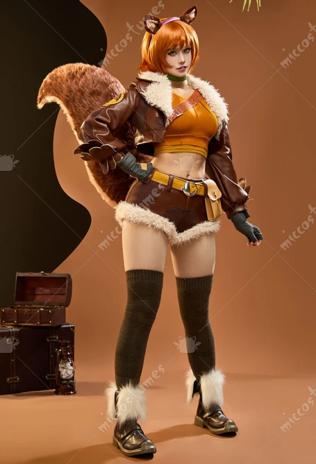 Miccostumes Women's Rival Girl Game Cosplay Costume Vest Shorts with Jacket Tail Halloween Cosplay Costume