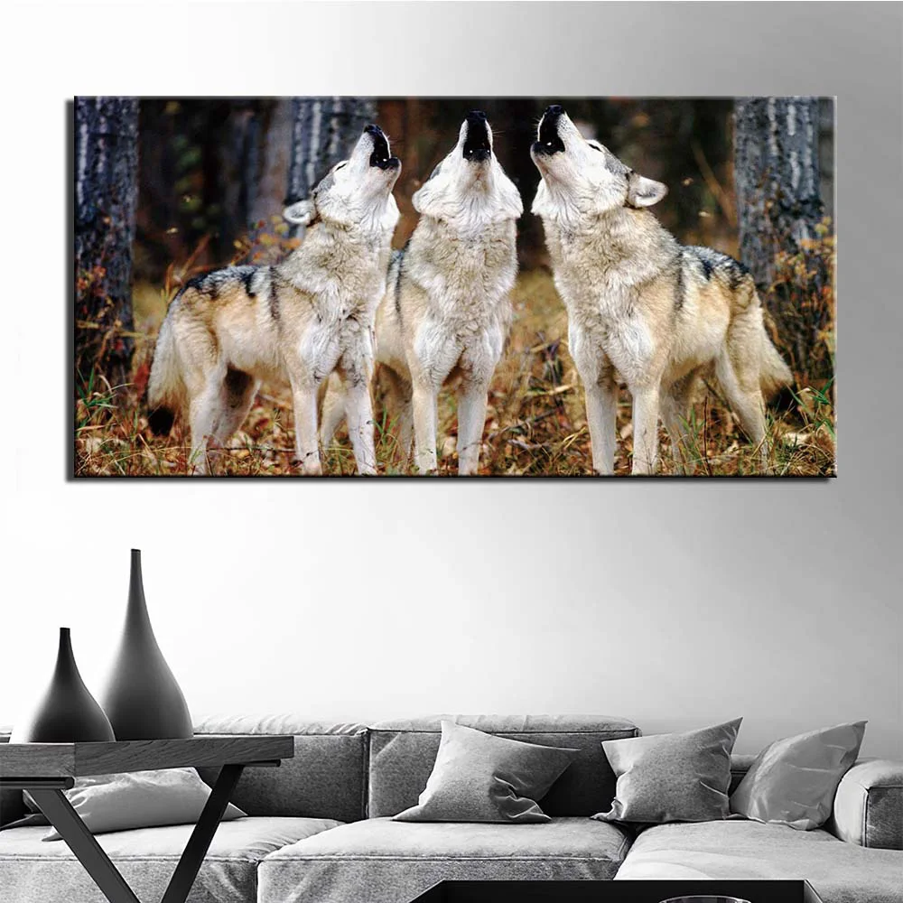 Large Diy Diamond Painting Howl Three Wolf Animal Full Square Round Puzzle Mosaic Diamond Embroidery Wall Art YY5091