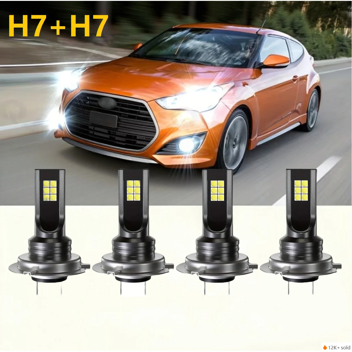

Комплект светодиодных ламп H7 3030 12SMD для фар, ближний и дальний свет, суперяркий белый свет, без аккумулятора