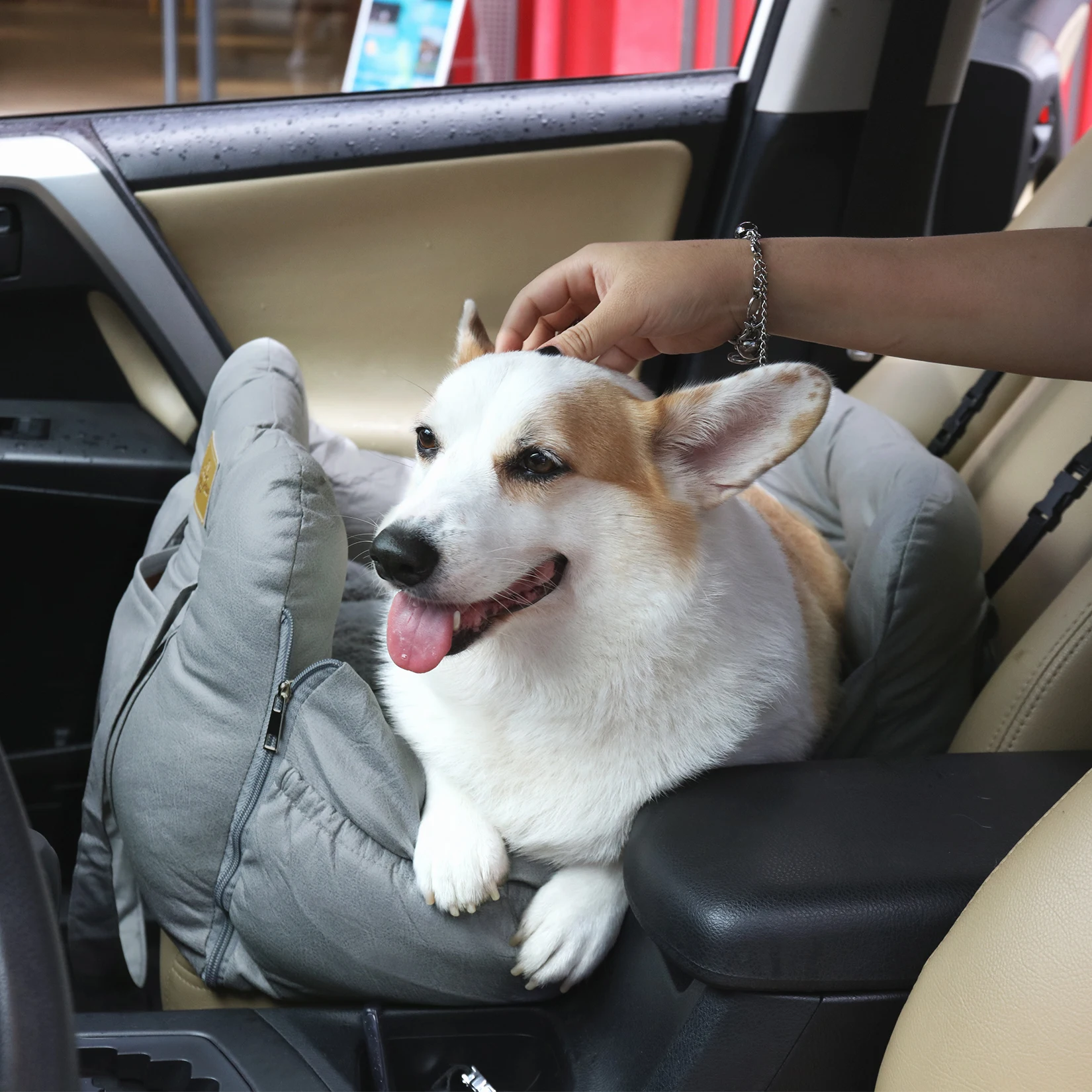 Asiento de coche con cinturón de seguridad para perros y gatos, cojín de nido de refuerzo para mascotas, lavable, sofá, ropa de cama, colchón de viaje